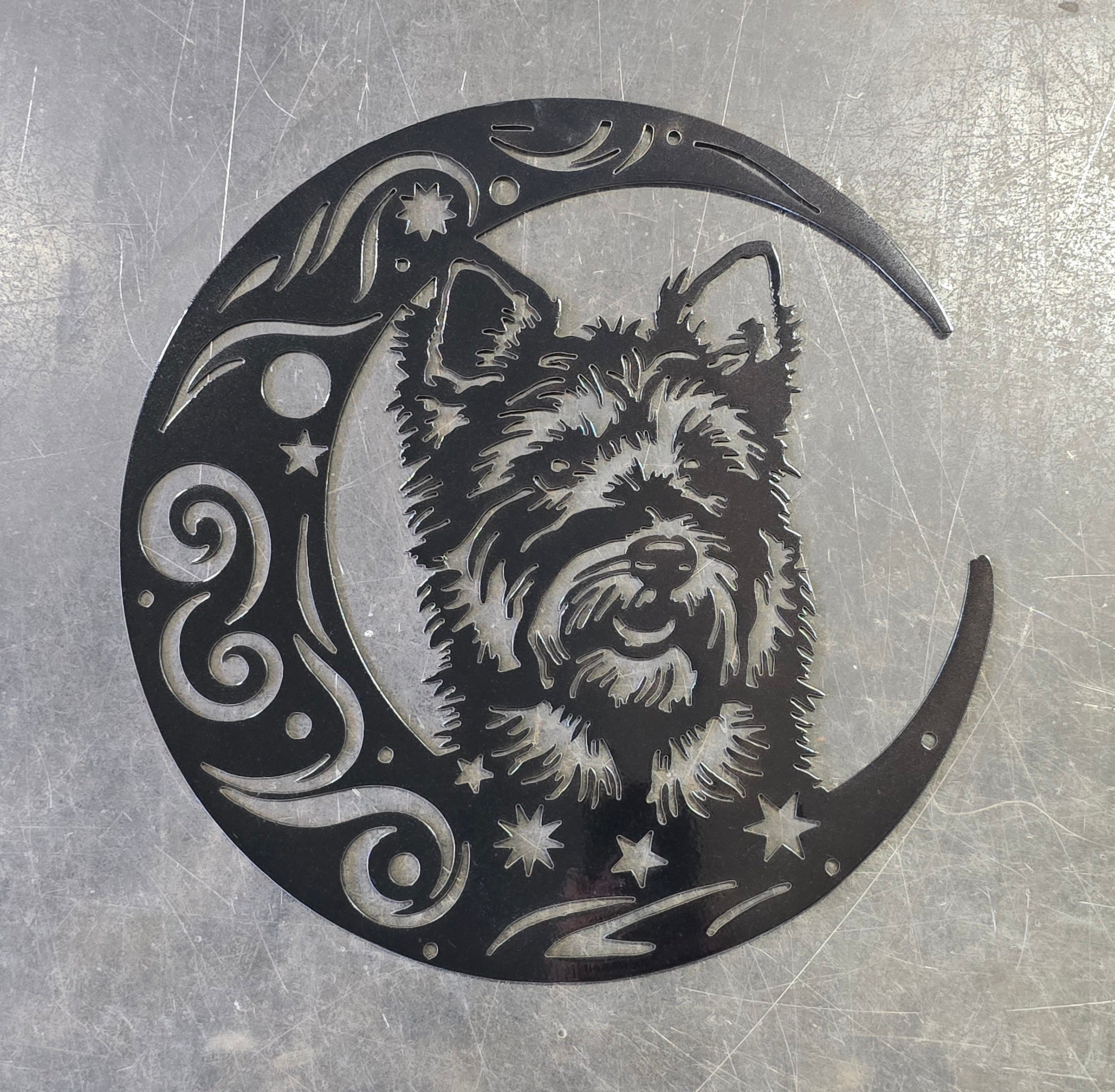 Australian Terrier "On The Moon" Metal Art