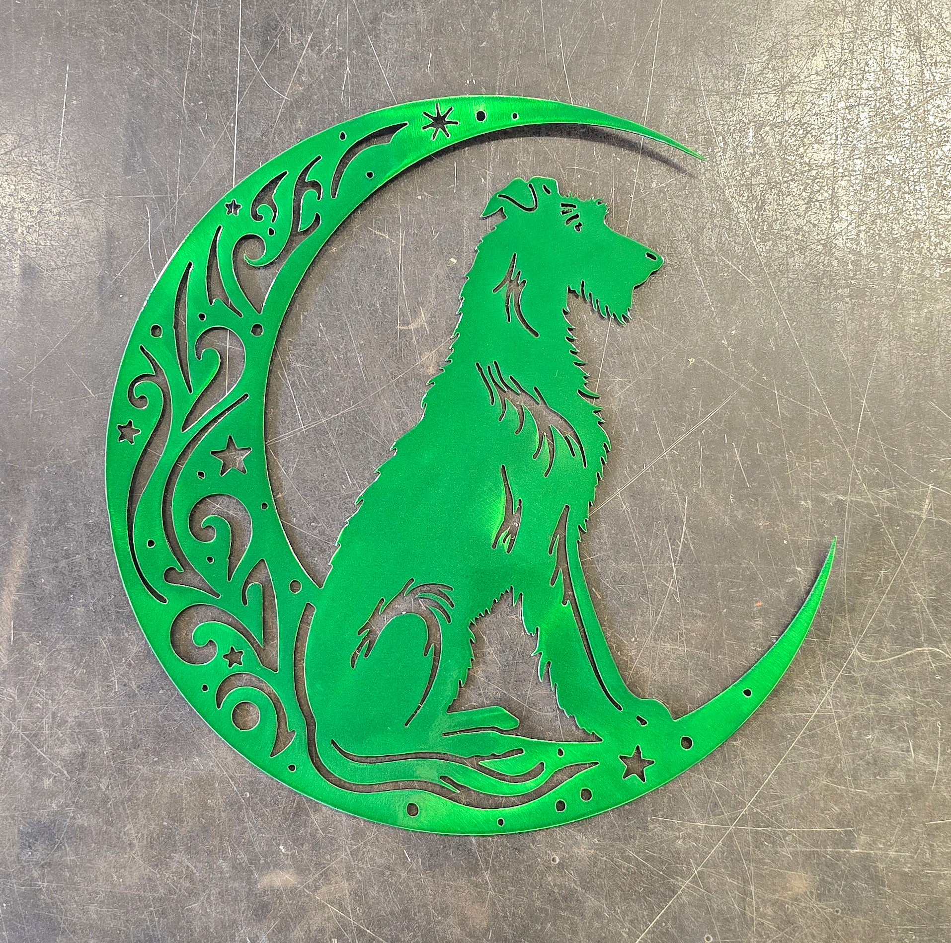 Irish Wolfhound "On The Moon" Metal Art