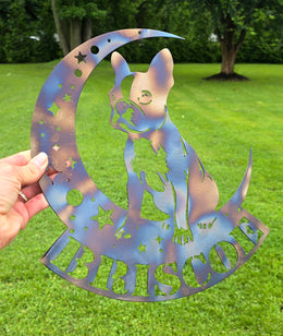 Boston Terrier Moon Metal Wall Art