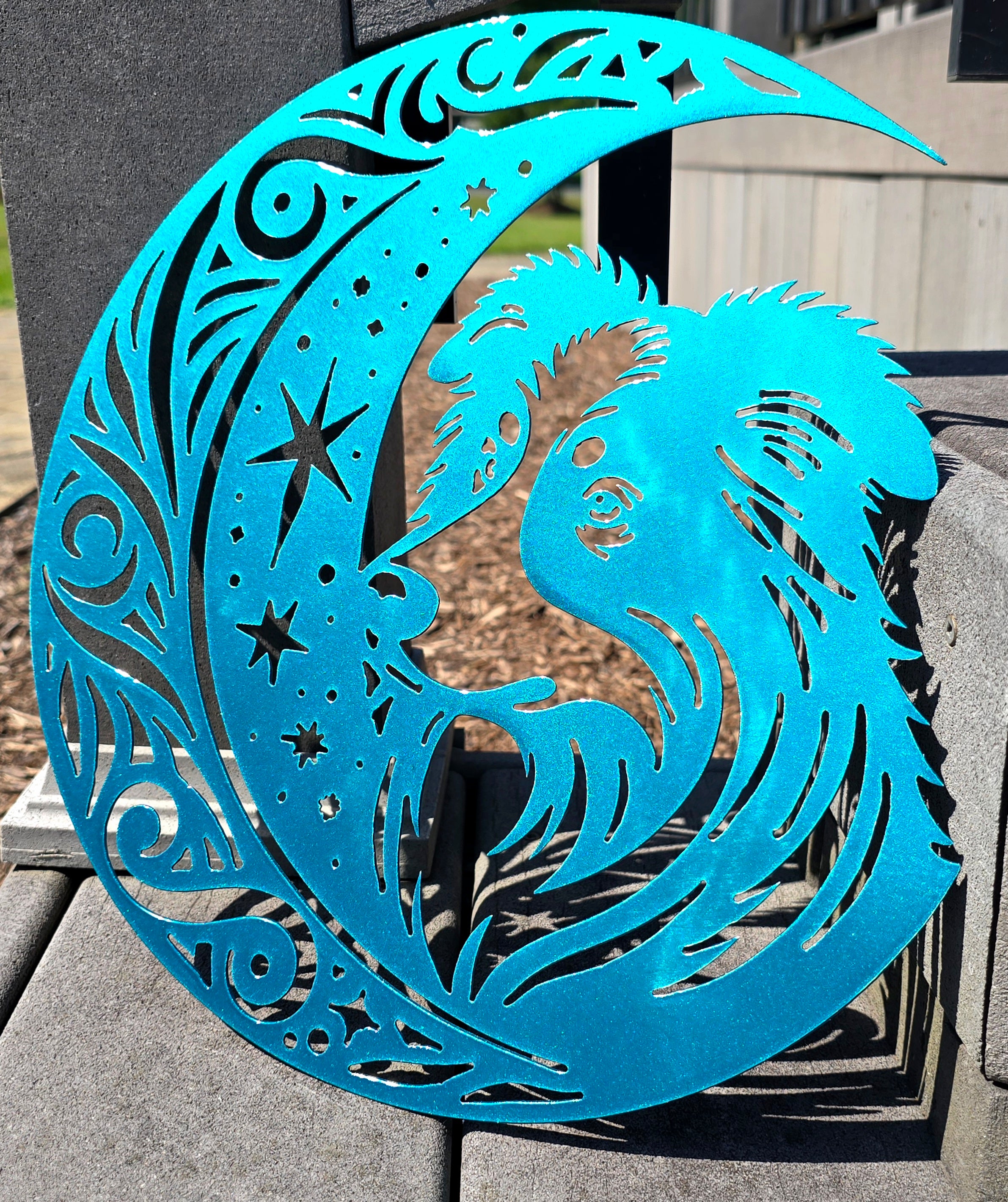 Australian Shepherd "On The Moon" Metal Art