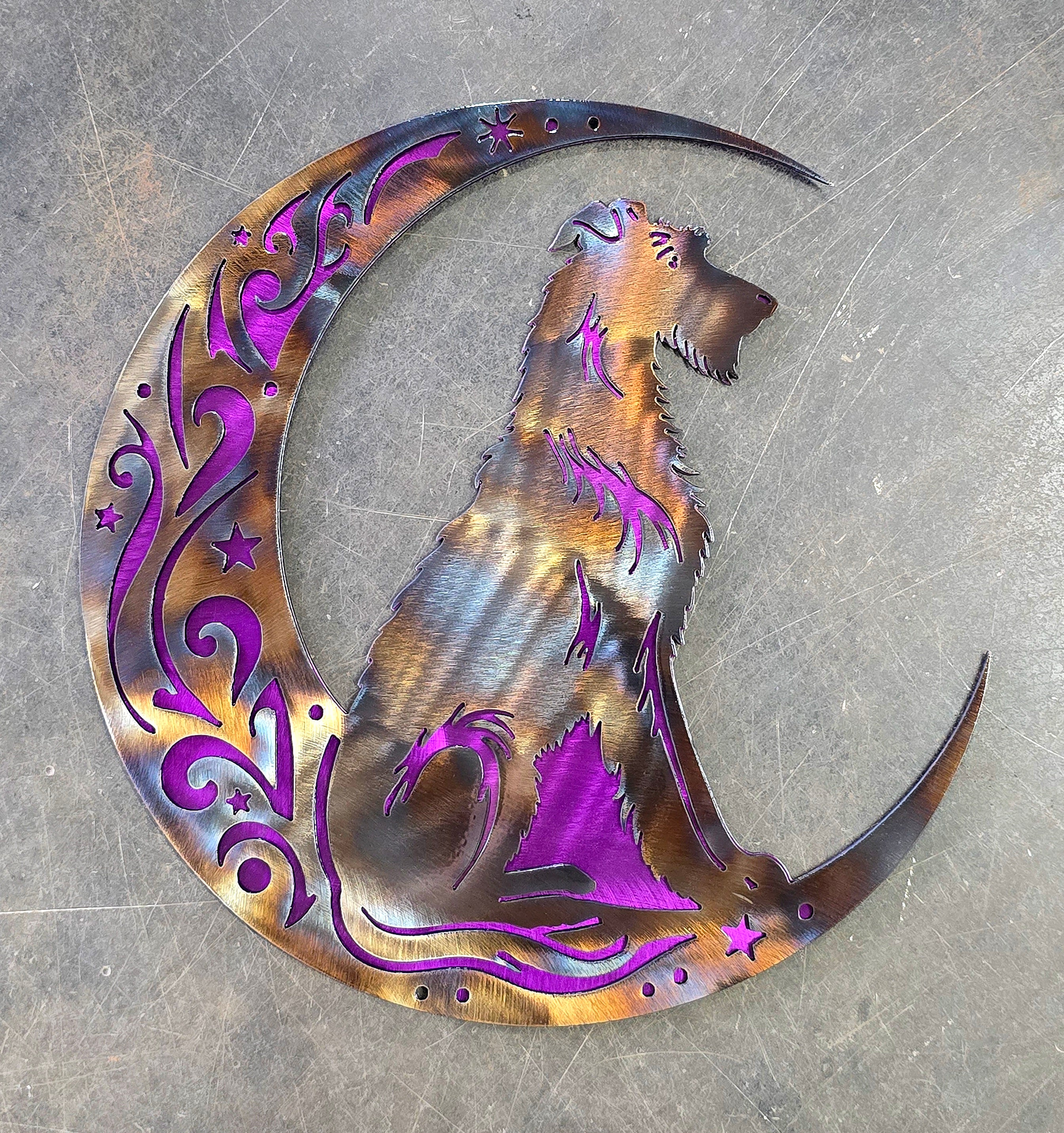 Irish Wolfhound "On The Moon" Metal Art