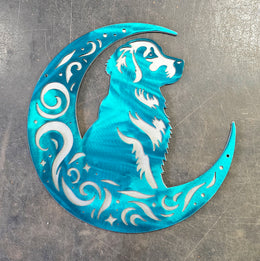 Golden Retriever Moon Metal Wall Art