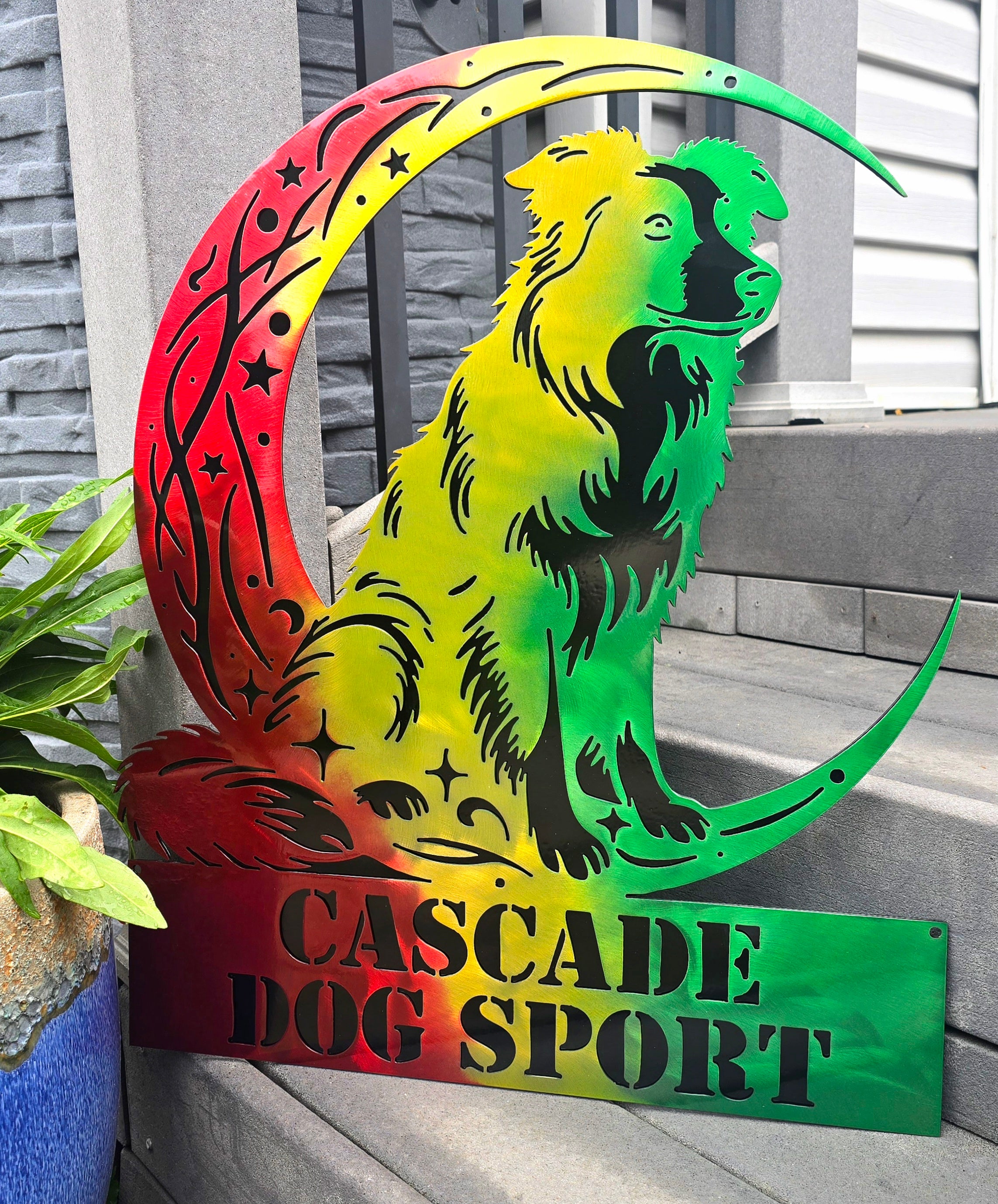 Border Collie "On The Moon" Metal Art