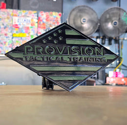 Provision Tactical Firearms logo hitch cover by Elite Metalworking