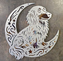 Dachshund (Longhaired) "On The Moon" Metal Art