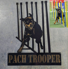 Pach Trooper dog artwork with lettering by Elite Metalworking