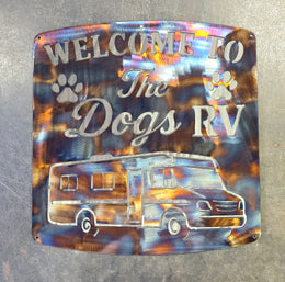 Dogs RV Welcome Metal Wall Art