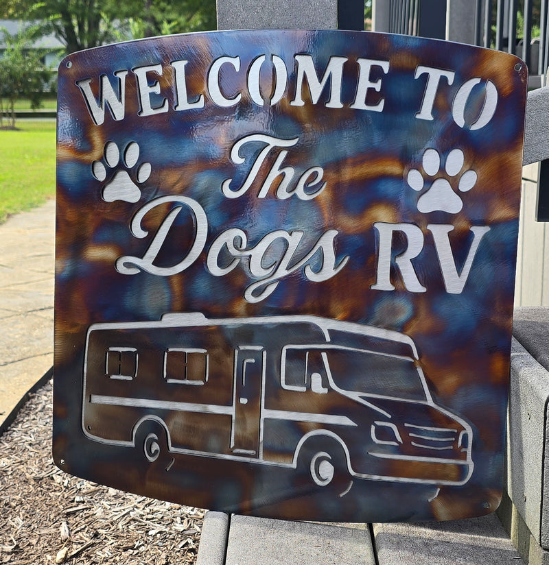 'Dogs RV' Welcome sign