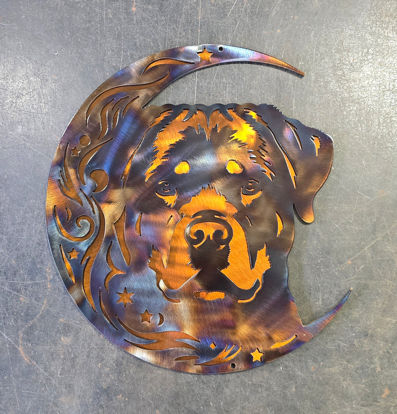Rottweiler "On The Moon" Metal Art