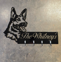 German Shepherd family name leash hanger by Elite Metalworking