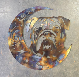 Bulldog Moon Metal Wall Art