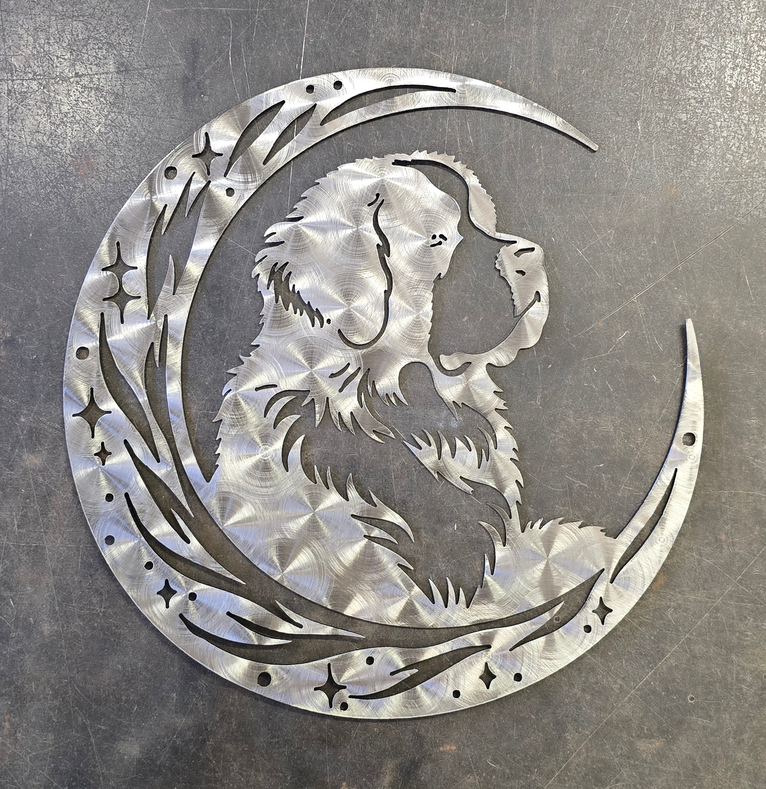 St. Bernard "On The Moon" Metal Art