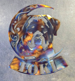 Rottweiler Moon Metal Wall Art