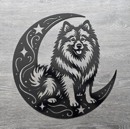 Keeshond Moon Metal Wall Art