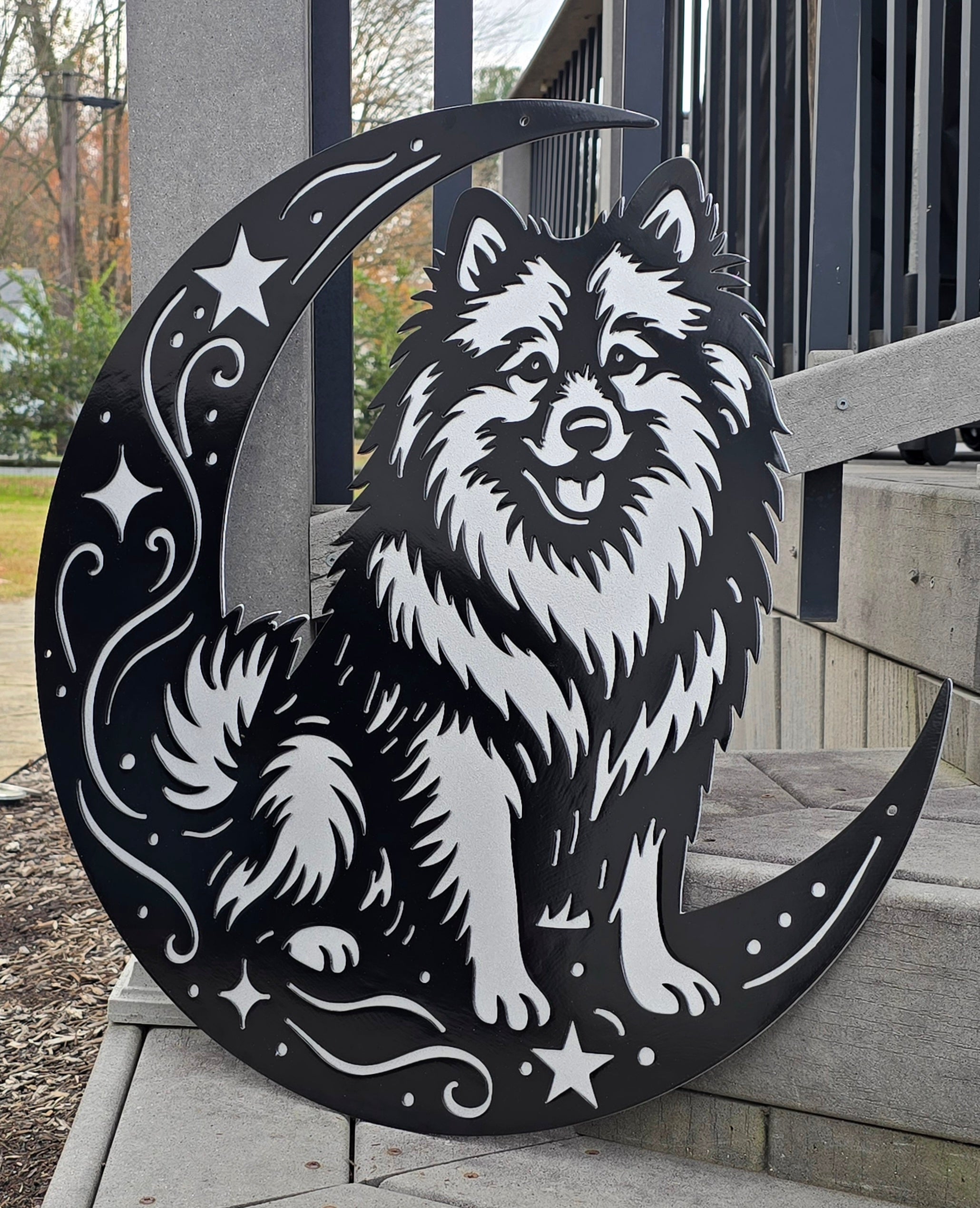 Keeshond "On The Moon" Metal Art