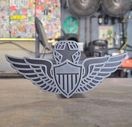 Army Aviator Wings Metal Hitch Cover made from powder coated steel