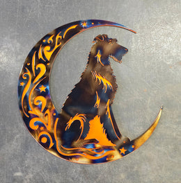 Irish Wolfhound Moon Metal Wall Art