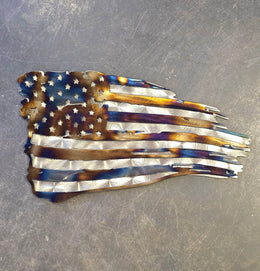 Tattered American Flag Metal Wall Art