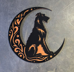 Irish Wolfhound Moon Metal Wall Art
