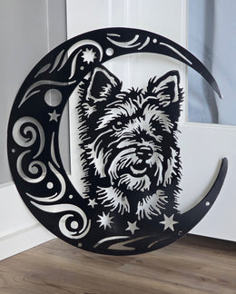 Australian Terrier Moon Metal Wall Art