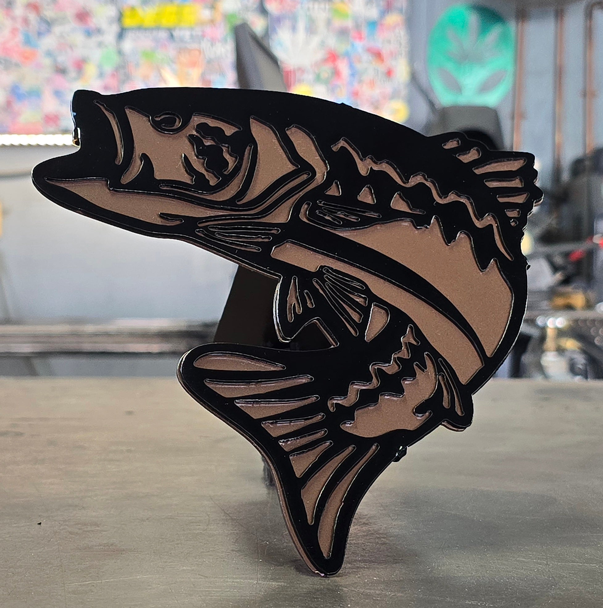 Largemouth Bass Metal Hitch Cover