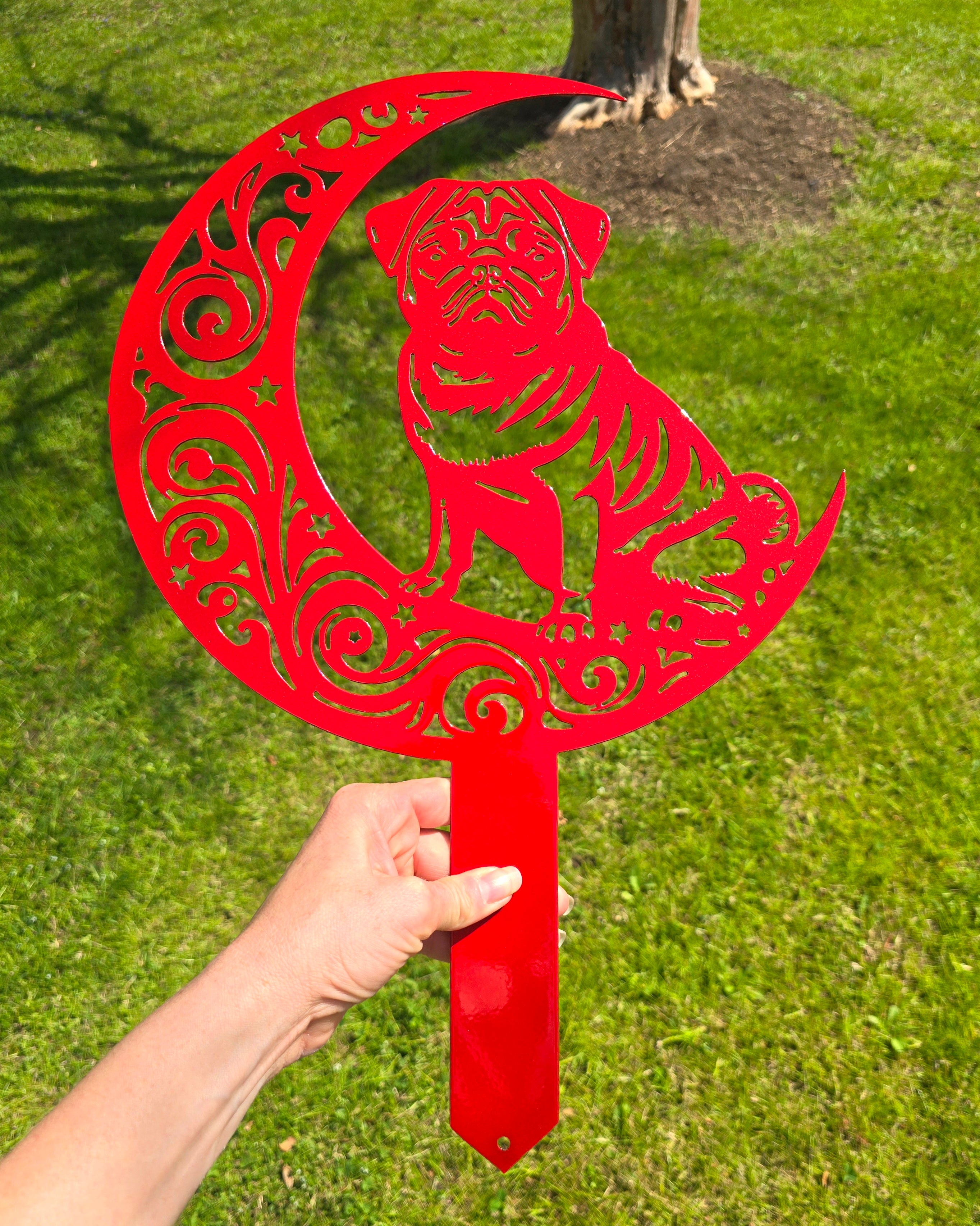 Dogs On The Moon – Pug Garden Stake #2