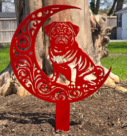 Pug Moon Garden Stake