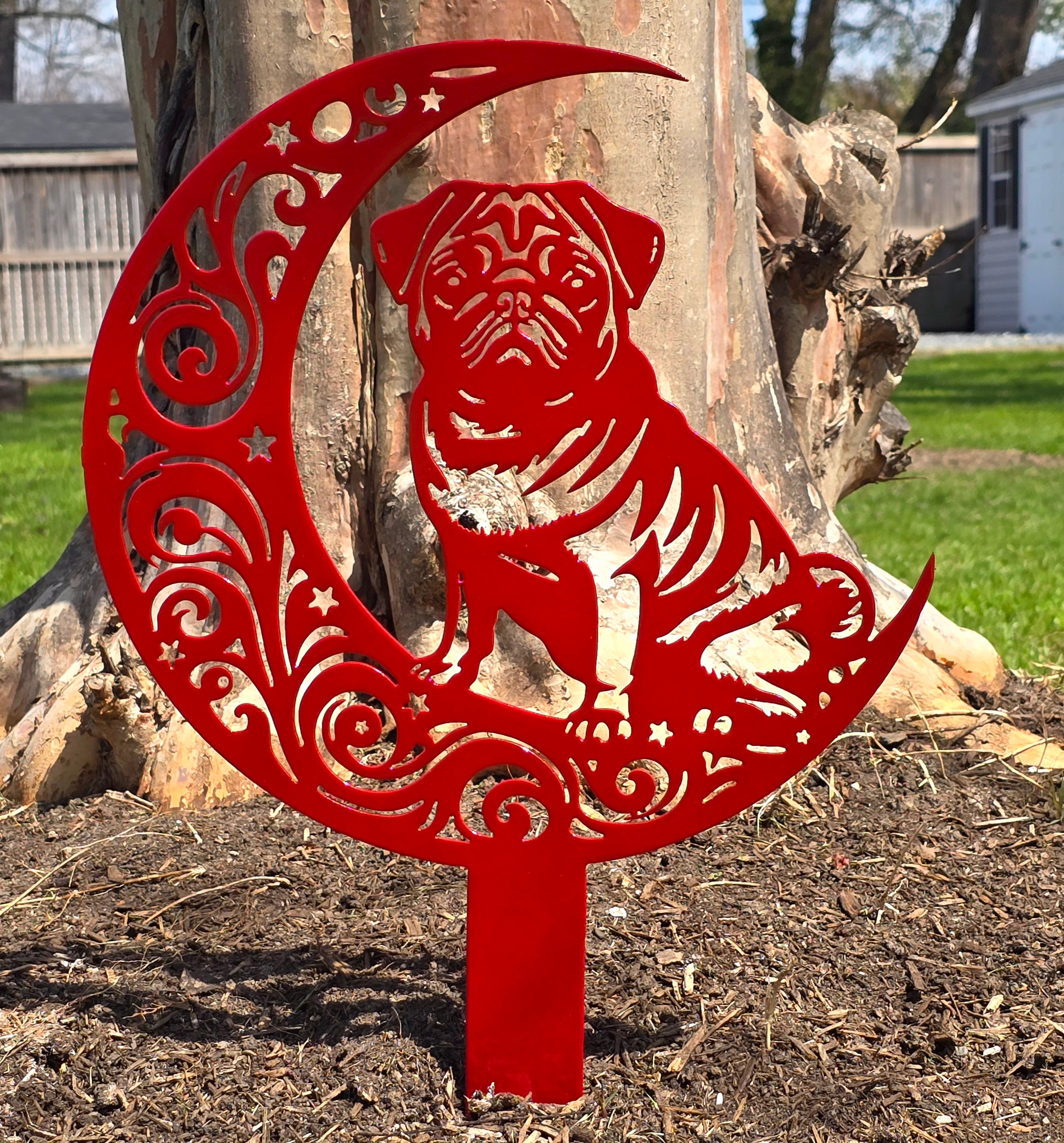 Dogs On The Moon – Pug Garden Stake #2