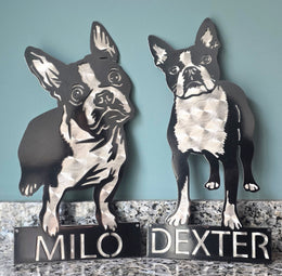 Milo and Dexter paired dog portraits by Elite Metalworking