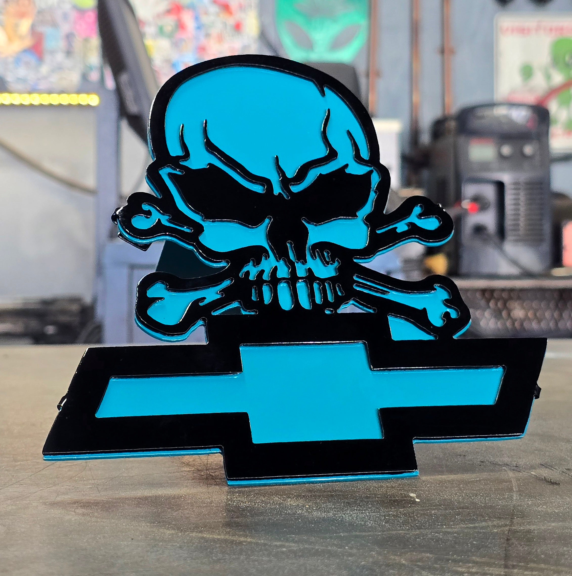 Chevy Skull Metal Hitch Cover