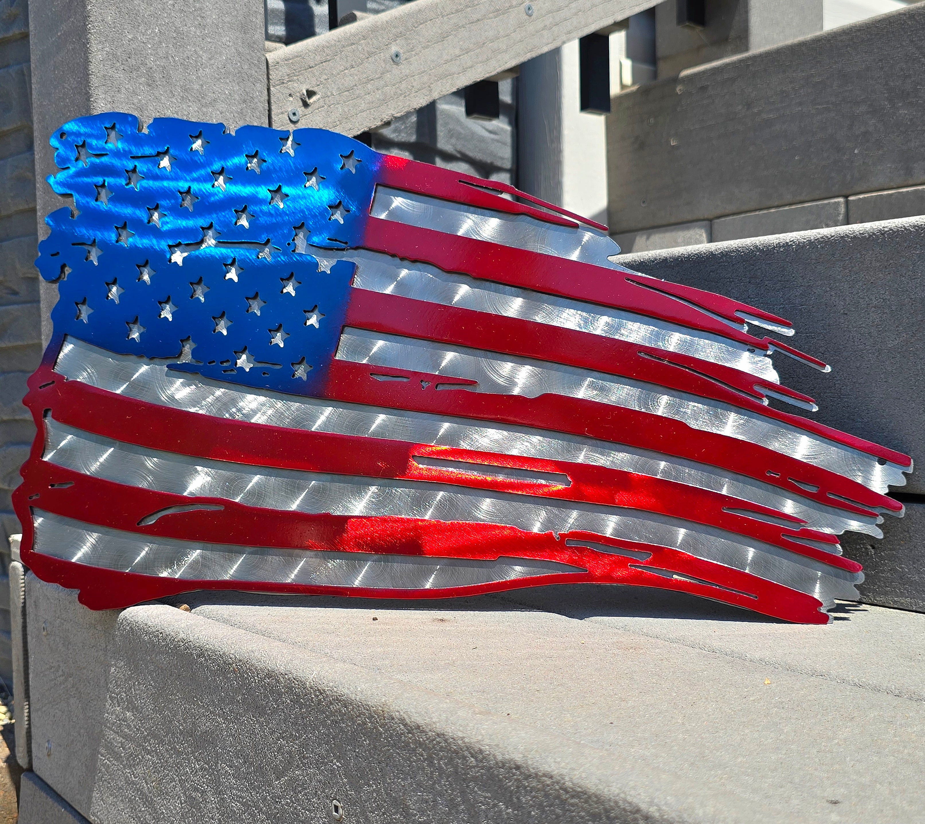 Tattered American Flag Metal Wall Art