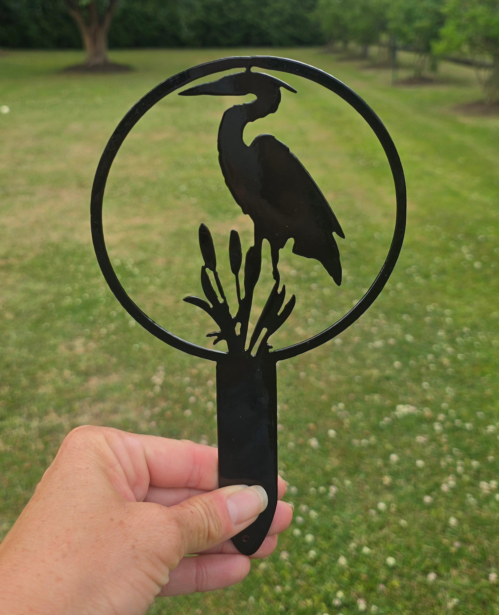 Blue Heron Metal Planter Stake - Sale