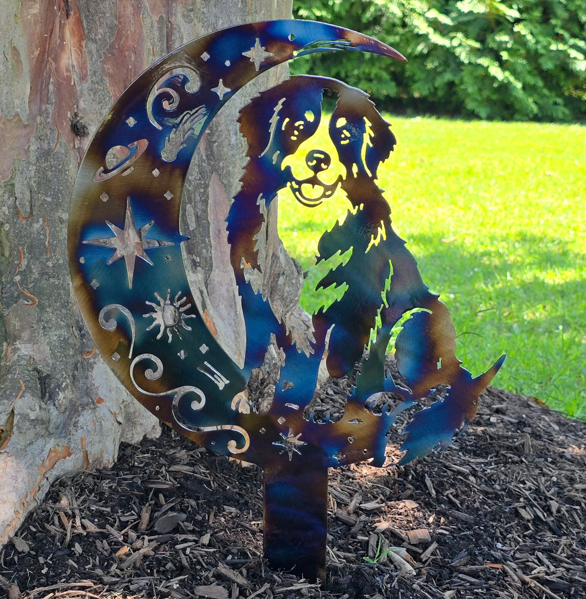 Bernese Mountain Dog Moon Garden Stake