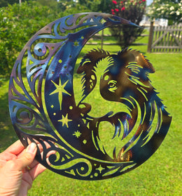 Australian Shepherd Moon Metal Wall Art