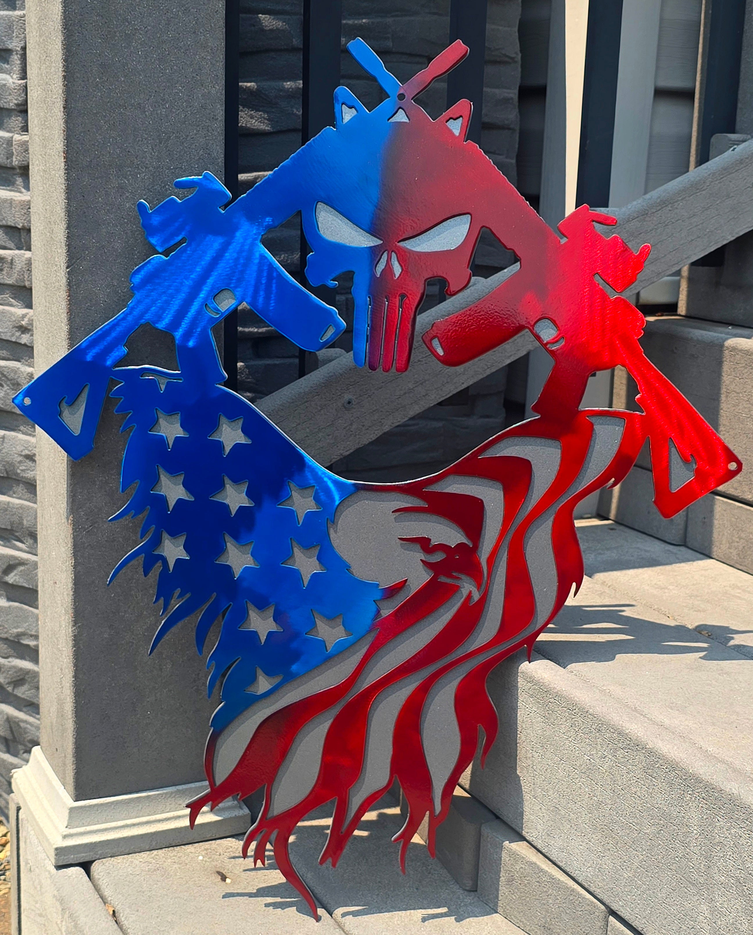 American Flag AR15 Metal Wall Art