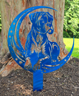 Boxer Moon Garden Stake