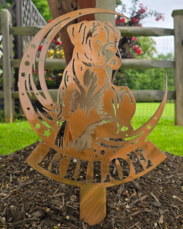 Boxer Moon Garden Stake