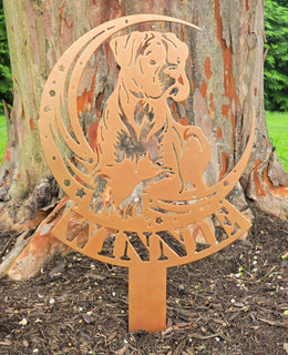 Boxer Moon Garden Stake