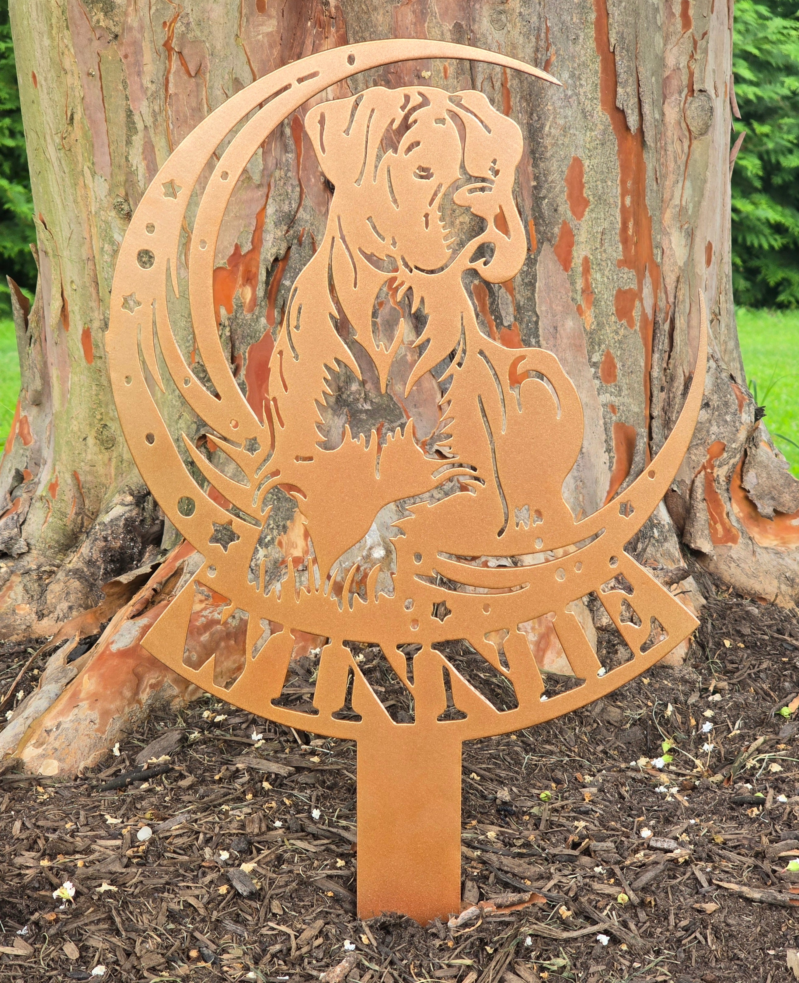 Dogs On The Moon – Boxer Garden Stake #1