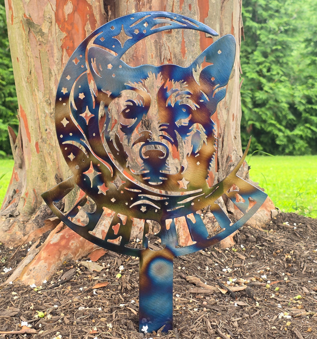 Australian Cattle Dog Moon Garden Stake
