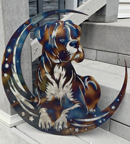 Boxer Moon Metal Wall Art