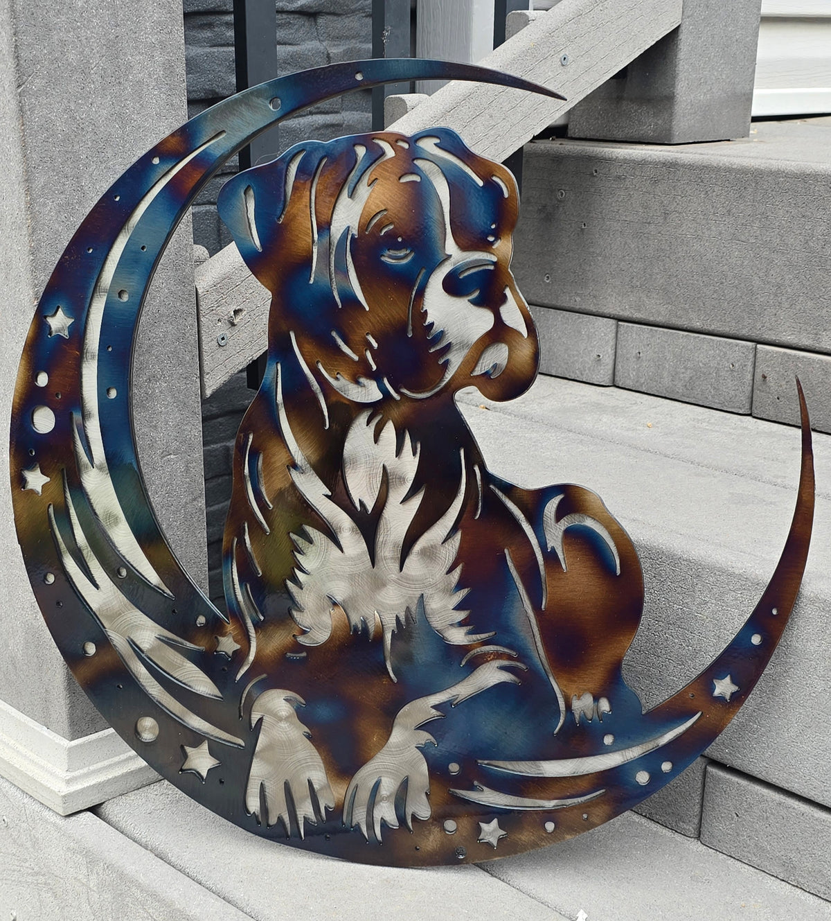 Boxer Moon Metal Wall Art #1