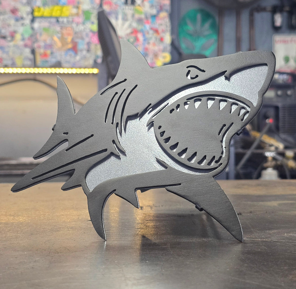 Great White Shark Metal Hitch Cover