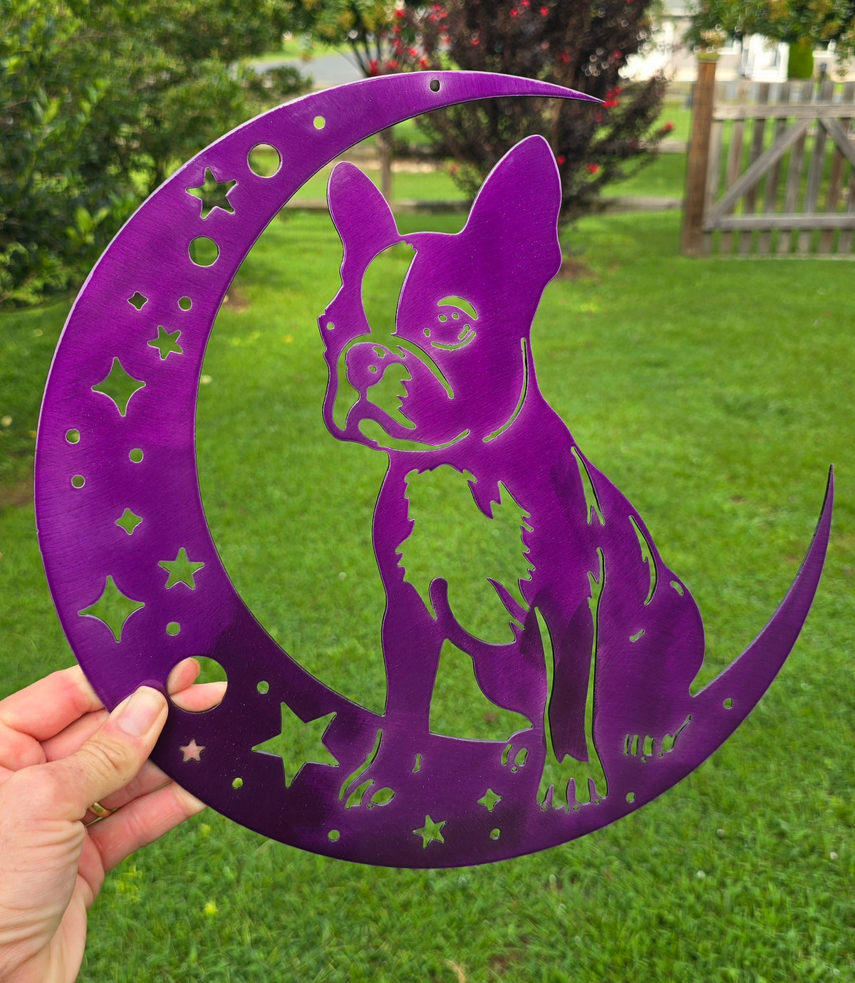 Boston Terrier Moon Metal Wall Art