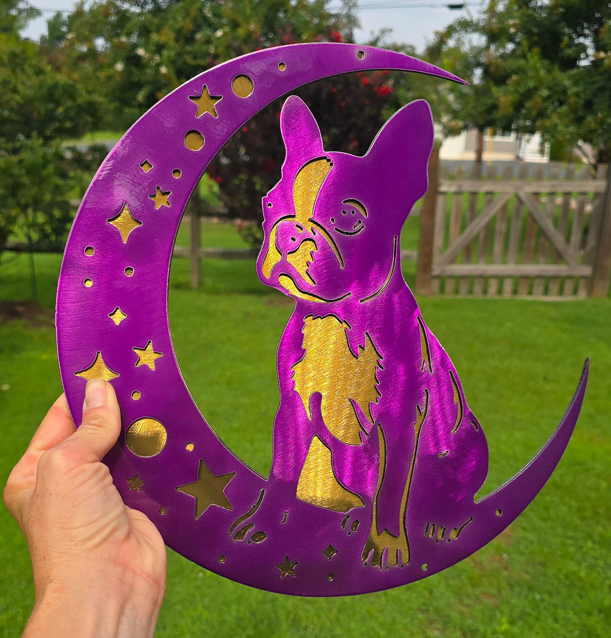 Boston Terrier Moon Metal Wall Art