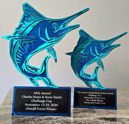 Marlin trophy pair with award plates by Elite Metalworking