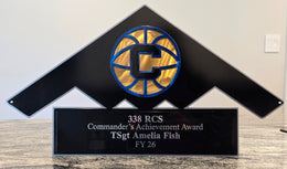 Triangular military achievement award with a round emblem by Elite Metalworking