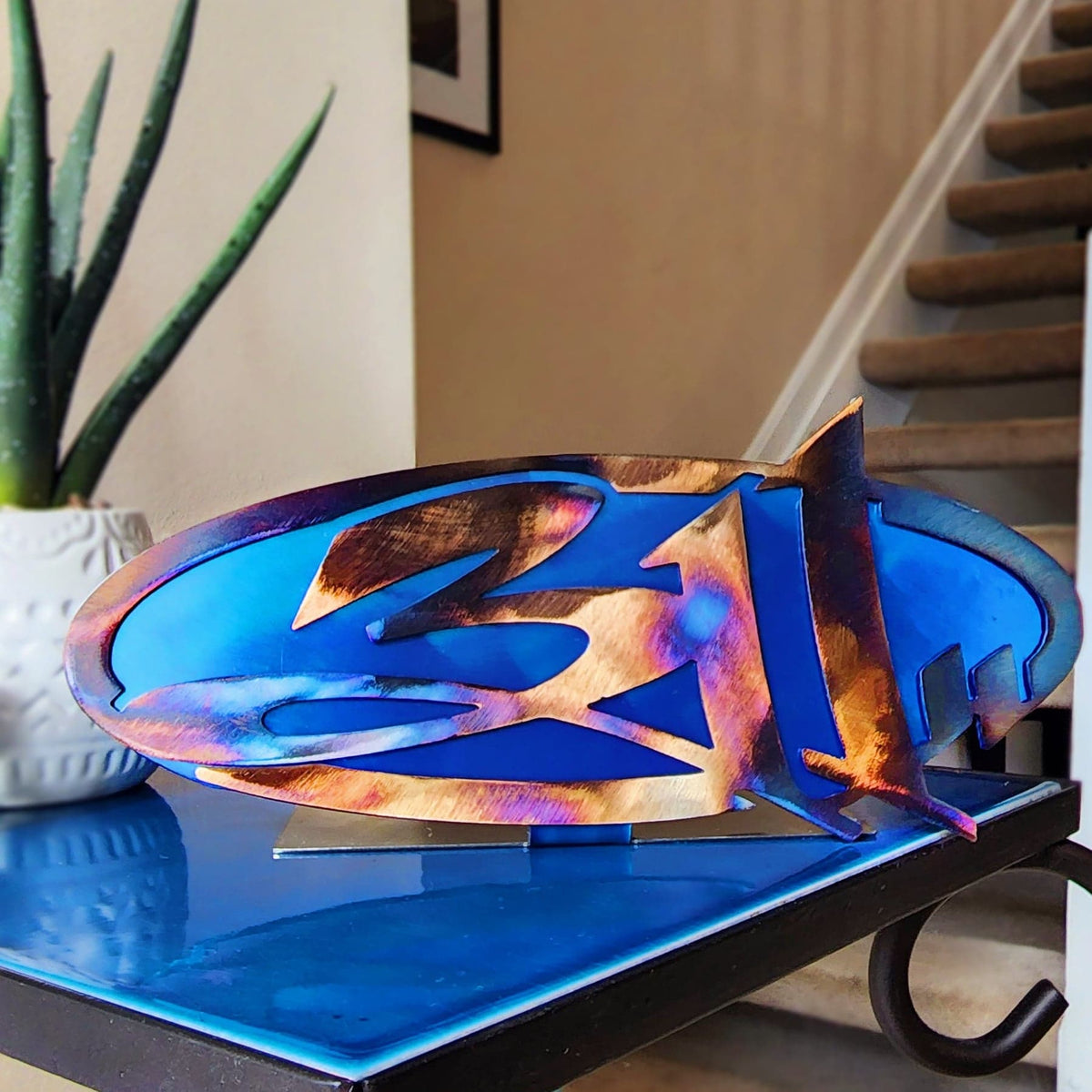 Metal monogram tabletop display by Elite Metalworking