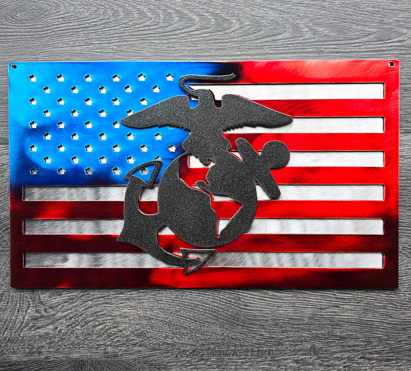 American Flag USMC Metal Art
