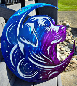 Labrador Retriever Moon Metal Wall Art